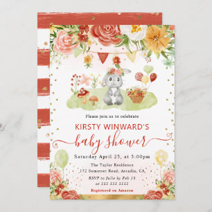 Invitación Baby Shower de Watercolor Woodland Rabbit