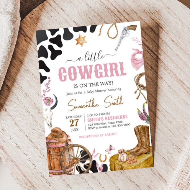 Invitación Baby Shower de Western Cowgirl (Country Cowgirl Rodeo Baby Shower Invitation)