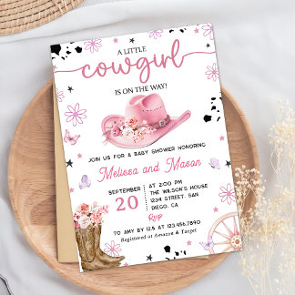 Invitación Baby Shower de Western Pink Cowgirl Rodeo Ranch
