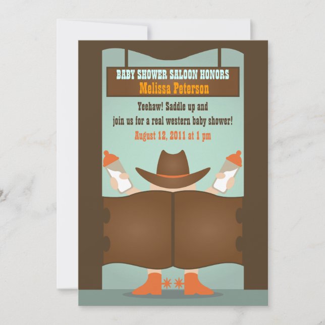 Invitación Baby Shower de Western Saloon (Anverso)