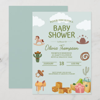 Invitación Baby Shower de Western Theme Boys