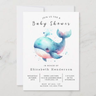Invitación Baby Shower de Whale digital de Whimsy