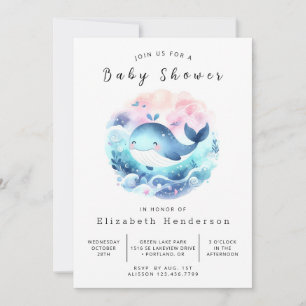 Invitación Baby Shower de Whale digital de Whimsy