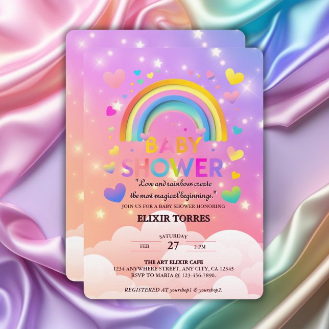 Invitación Baby Shower de Whimsical Hearts & Rainb (Subido por el creador)