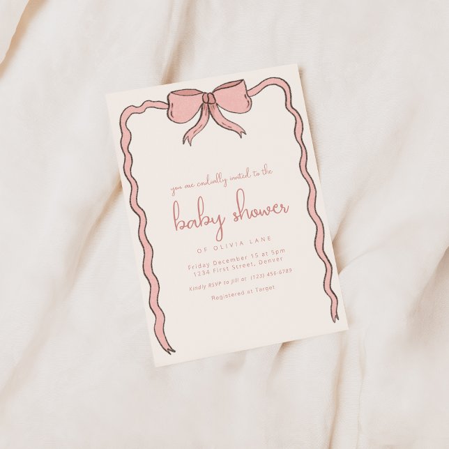 Invitación Baby Shower de Whimsical Pink Bow (Subido por el creador)