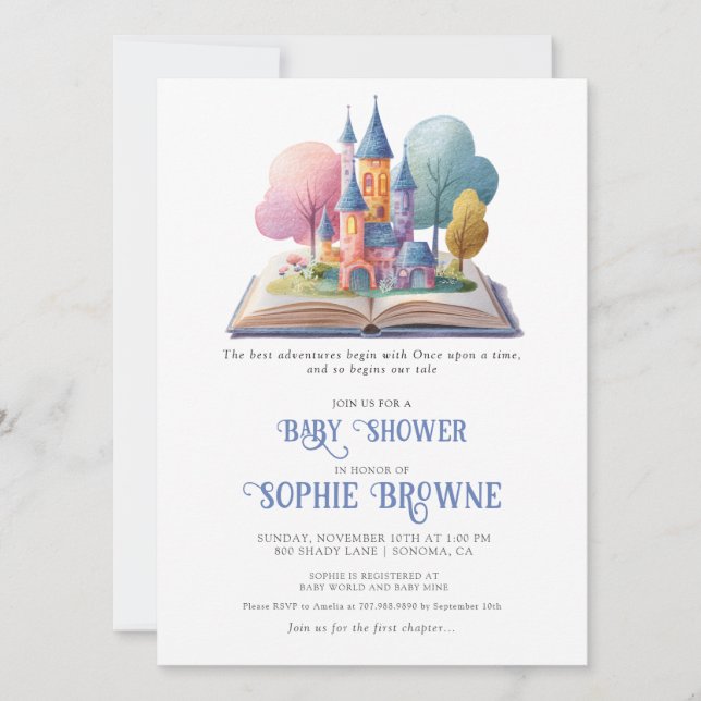 Invitación Baby Shower de Whimsical Storybook (Anverso)