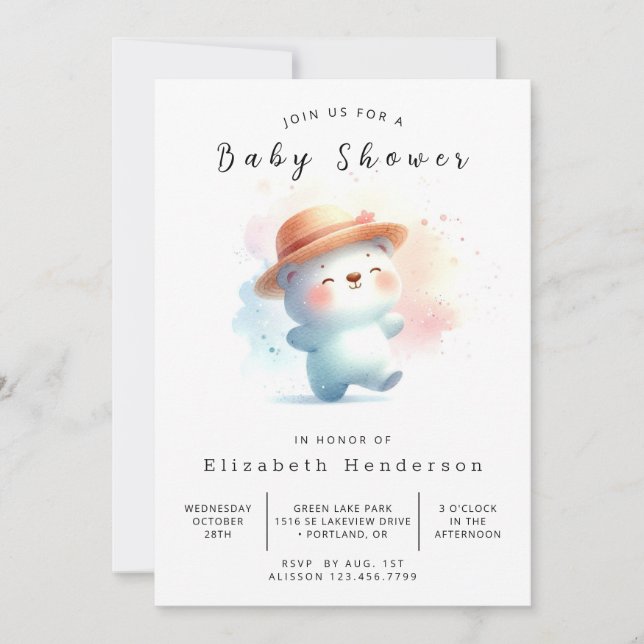 Invitación Baby Shower de Whimsy Online Bear (Anverso)