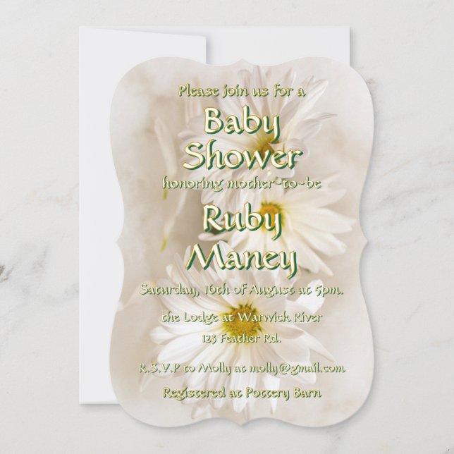 Invitación Baby Shower de White Daisies (Anverso)