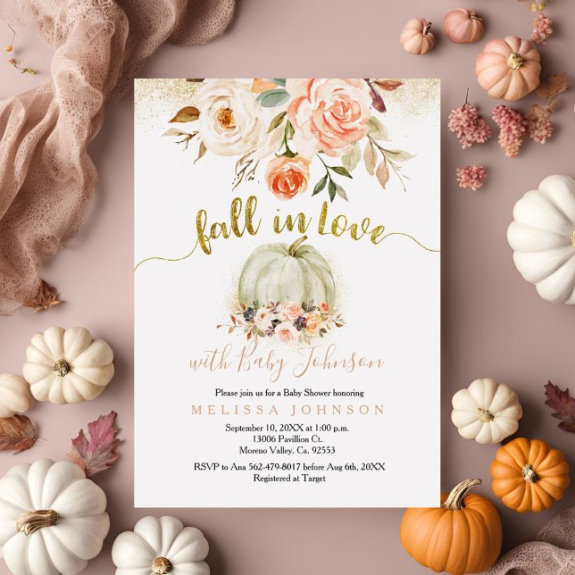 Invitación Baby Shower de White Peach y Gold Fall (Subido por el creador)