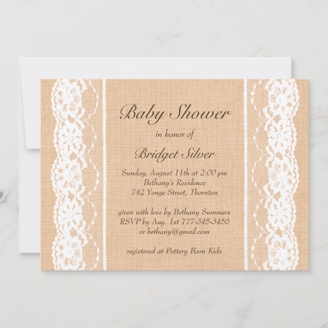 Invitación Baby Shower de White Vintage Lace (Anverso)