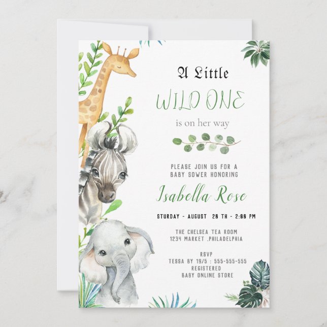 Invitación Baby Shower de Wild One Animals Boy (Anverso)