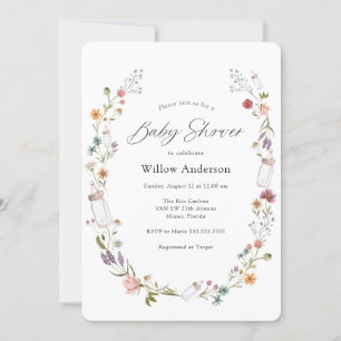 Invitación Baby Shower de Wildflower and Bottle Wreath