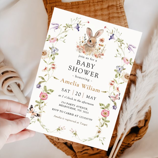Invitación Baby Shower de Wildflower Bunny Rabbit (Subido por el creador)
