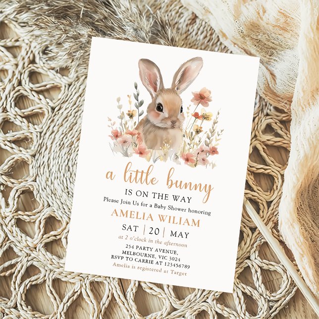 Invitación Baby Shower de Wildflower Bunny Rabbit (Subido por el creador)