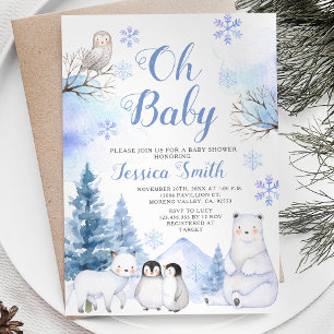 Invitación Baby Shower de Winter Arctic Animal Mountain