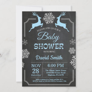Invitación Baby Shower de Winter Deer Snowflake Bo