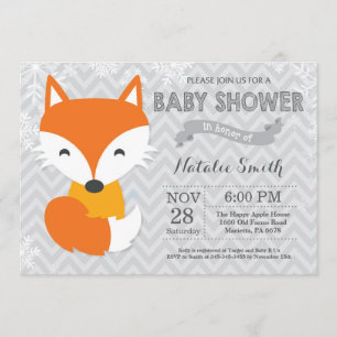 Invitación Baby Shower de Winter Grey Fox