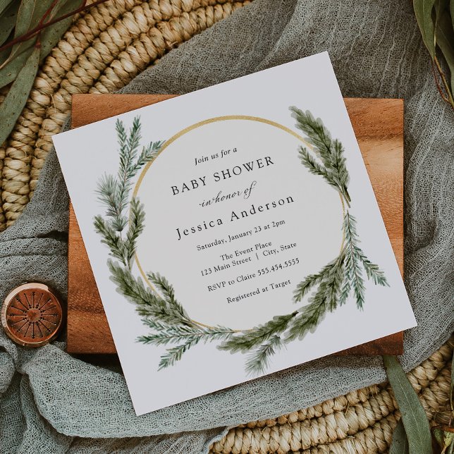 Invitación Baby Shower de Winter Pine Evergreen (Subido por el creador)