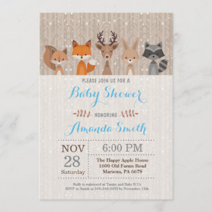 Invitación Baby Shower de Winter Woodland Animal B