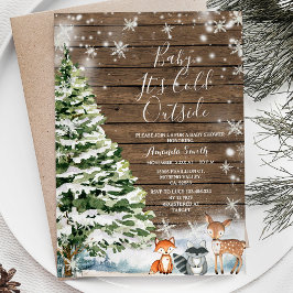 Invitación Baby Shower de Winter Woodland Animal Evergreen Tr