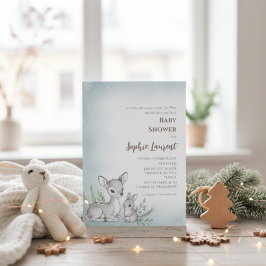 Invitación Baby Shower de Winter Woodland Fawn Bun