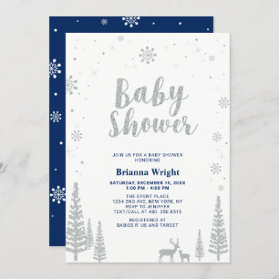Invitación Baby Shower de Wonderland Boy Winter Silver & Navy