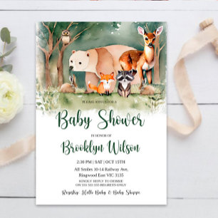 Invitación Baby Shower de Woodland Animals