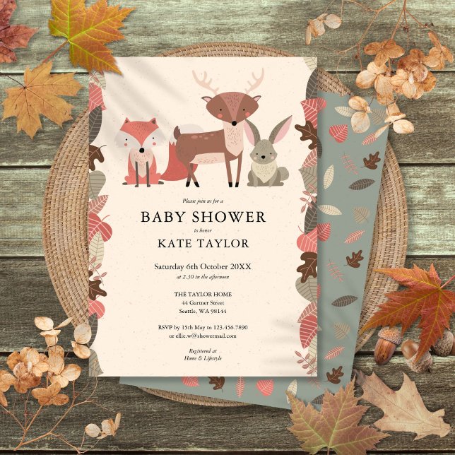 Invitación Baby Shower de Woodland Animals (Woodland Animals Baby Shower Invitation)