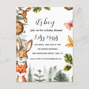 Invitación Baby Shower de Woodland Boy, Animal For