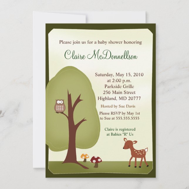 Invitación Baby Shower de Woodland Forest Nature 5 (Anverso)