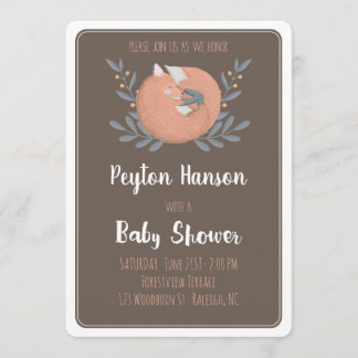 Invitación Baby Shower de Woodland Fox (doble cara