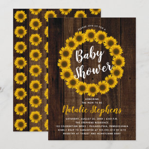 Invitación Baby Shower de Wreath Wood floral de gi