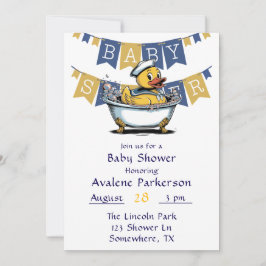 Invitación Baby Shower de Yellow Blue Rubber Duck Boy