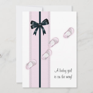 Invitación Baby Shower de zapatos de bebé rosado