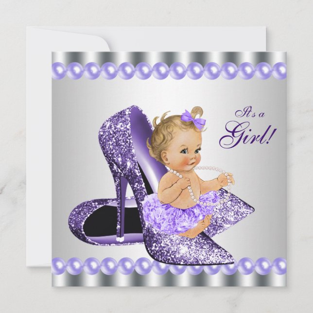 Invitación Baby Shower de zapatos de tacón de tacón de alto c (Anverso)