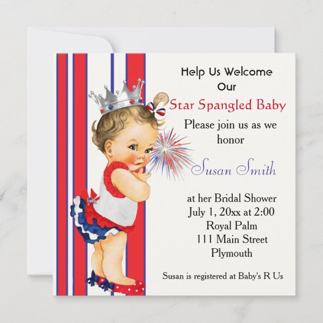 Invitación Baby Shower del 4 de julio (Anverso)