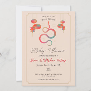 Invitación Baby Shower del Año de las linternas de serpientes