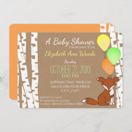 Invitación Baby Shower del árbol de birch de Fox Woodland