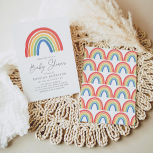 Invitación Baby Shower del arcoiris neutral en cuanto a géner