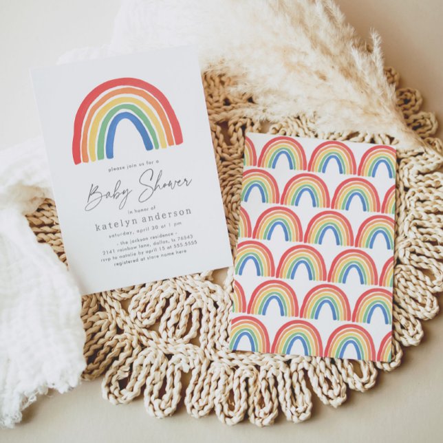 Invitación Baby Shower del arcoiris neutral en cuanto a géner (Subido por el creador)