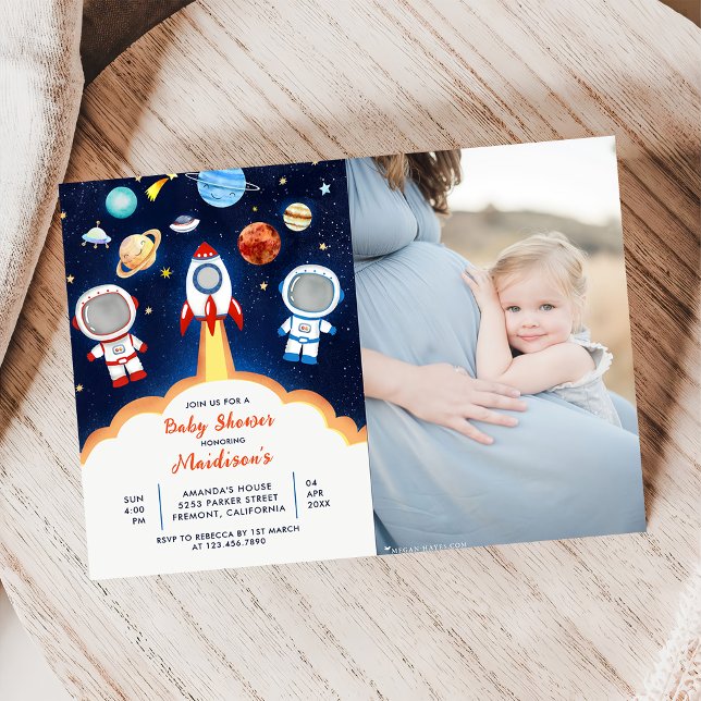 Invitación Baby Shower del astronauta Planeta Rocket - Espaci (Subido por el creador)