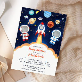 Invitación Baby Shower del astronauta Planeta Rocket - Espaci