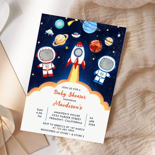 Invitación Baby Shower del astronauta Planeta Rocket - Espaci (Subido por el creador)