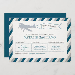 Invitación Baby Shower del avión de hélice de époc