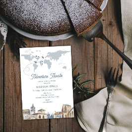 Invitación Baby Shower del avión del mapa mundial de viajes