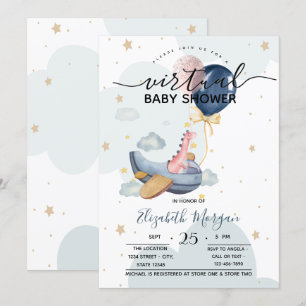 Invitación Baby Shower del avión Dino Balloons