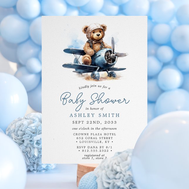 Invitación Baby Shower del avión Teddy Bear (Subido por el creador)