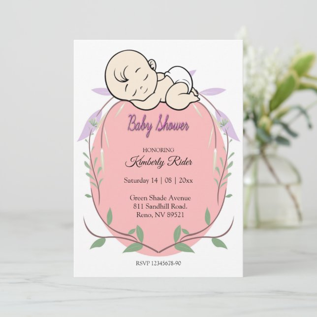 Invitación Baby Shower del bebé durmiente (Anverso de pie)