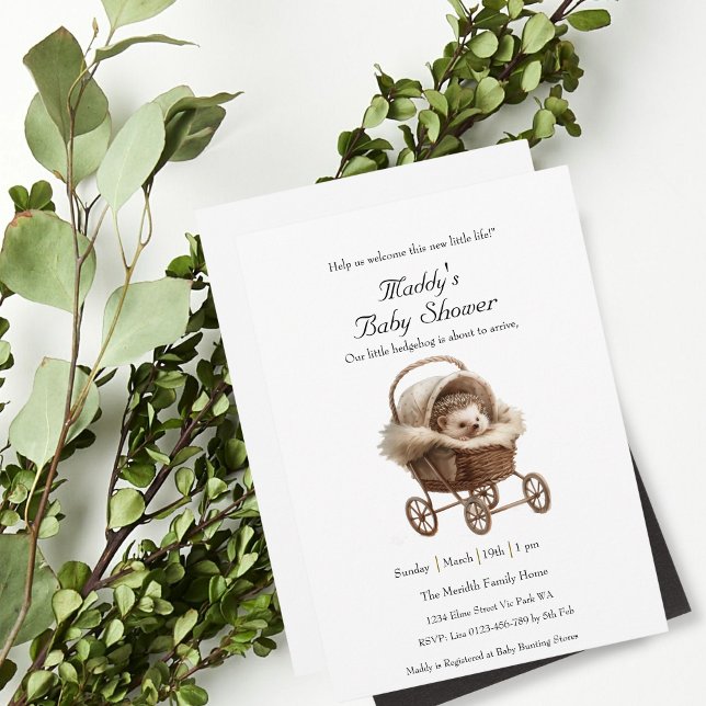 Invitación Baby Shower del bebé victoriano Hedgehog (Subido por el creador)