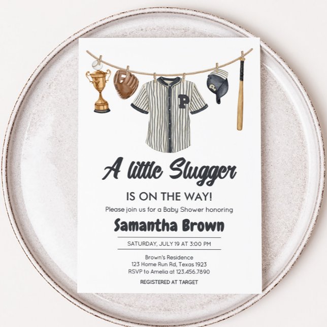 Invitación Baby Shower del beisbol pequeño (Little Slugger Baseball Baby Shower Invitation)